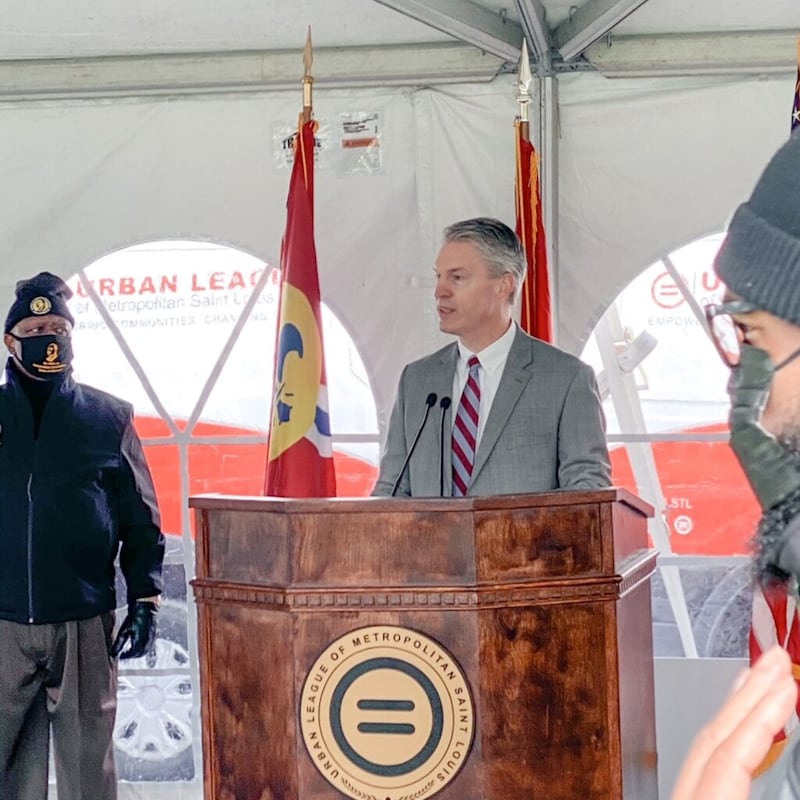 Elder Jeremiah J. Morgan, un Soixante-dix d'interrégion de l'Église, prend la parole lors de l'événement de la journée Martin Luther King Jr. à Florissant, dans le Missouri, le lundi 18 janvier 2021.