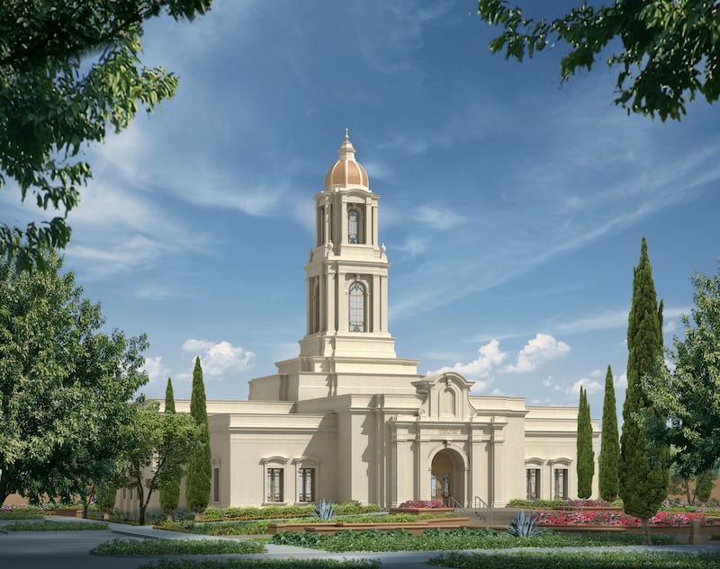 Vue d’artiste du temple de San Luis Potosí (Mexique).