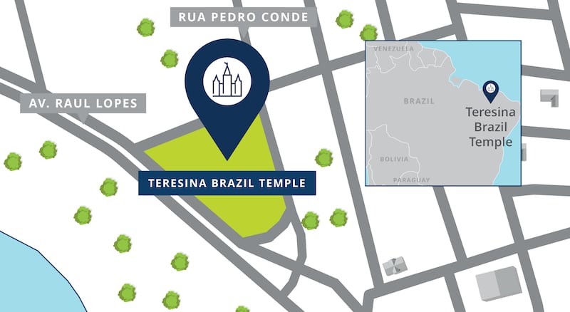 Une carte du site du temple de Teresina, au Brésil.