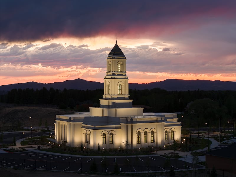 Le temple de Cody (Wyoming) au crépuscule.