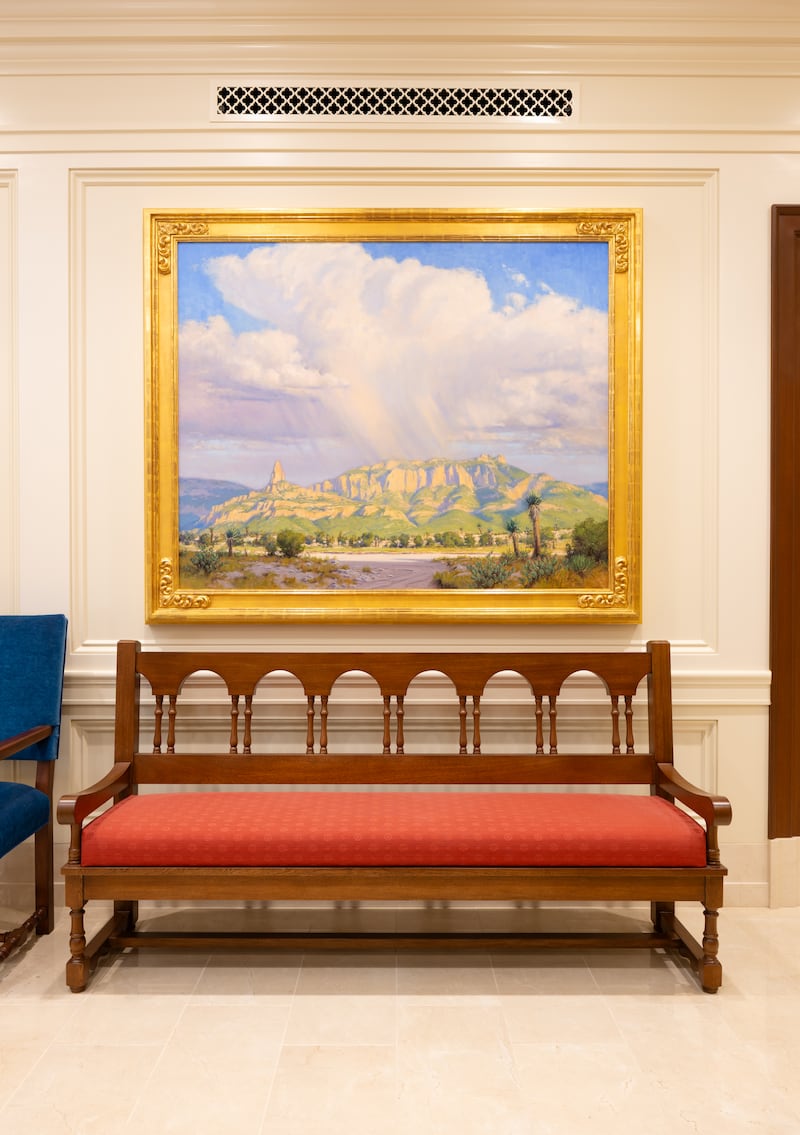 Un tableau représentant un paysage à l'intérieur du temple de San Luis Potosí (Mexique).