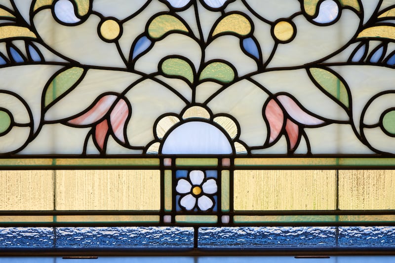 Un vitrail d'art à l'intérieur du temple d'Ephraim (Utah).
