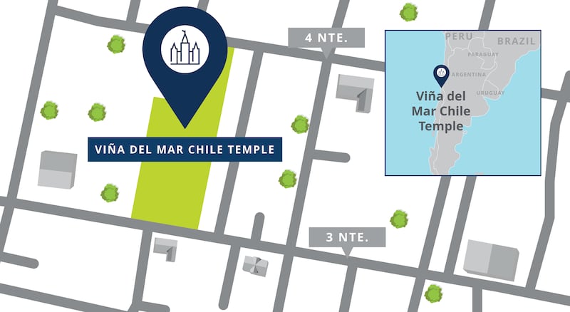 Une carte du site du temple de Viña del Mar (Chili).