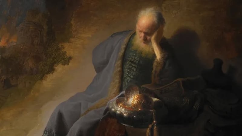 « Jérémie pleurant la destruction de Jérusalem » est de Rembrandt van Rijn.