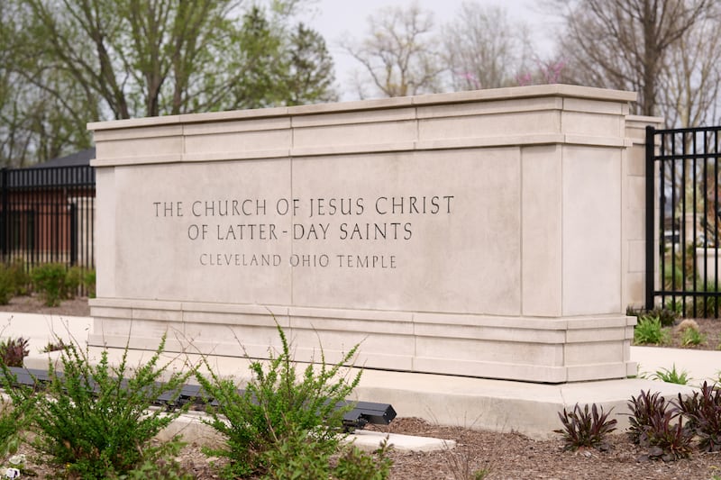 Le panneau monument du temple de Cleveland en Ohio.