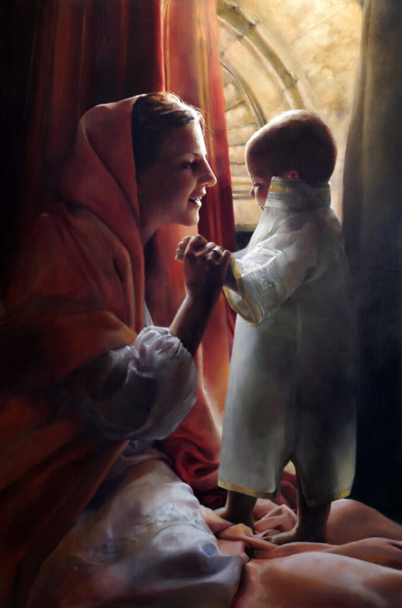 Un tableau représentant Anne et son fils Samuel de la Bible.