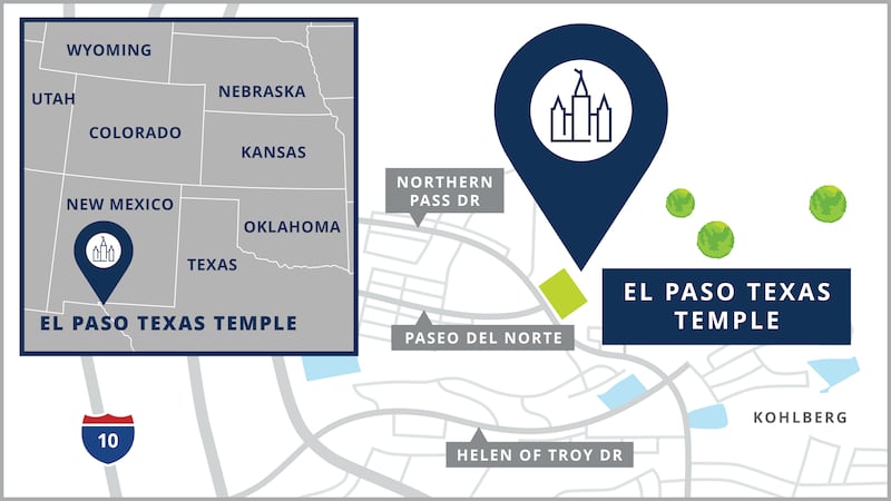Plan du site du temple d'El Paso (Texas).