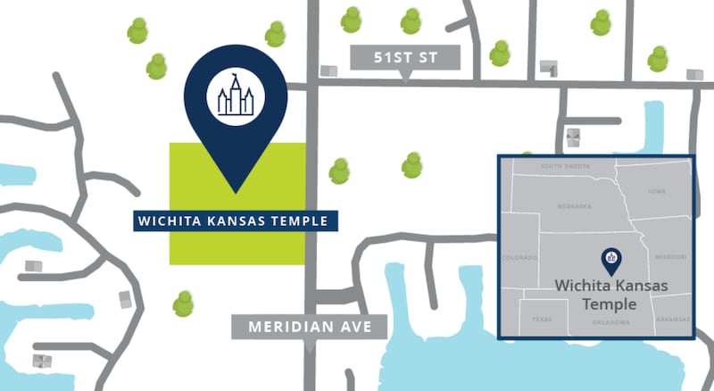 Carte de l'emplacement du site du temple de Wichita, au Kansas.