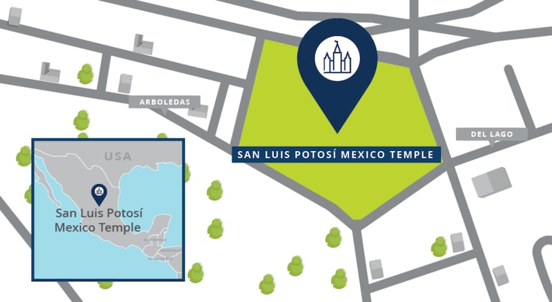 Une carte du site du temple de San Luis Potosí, au Mexique.