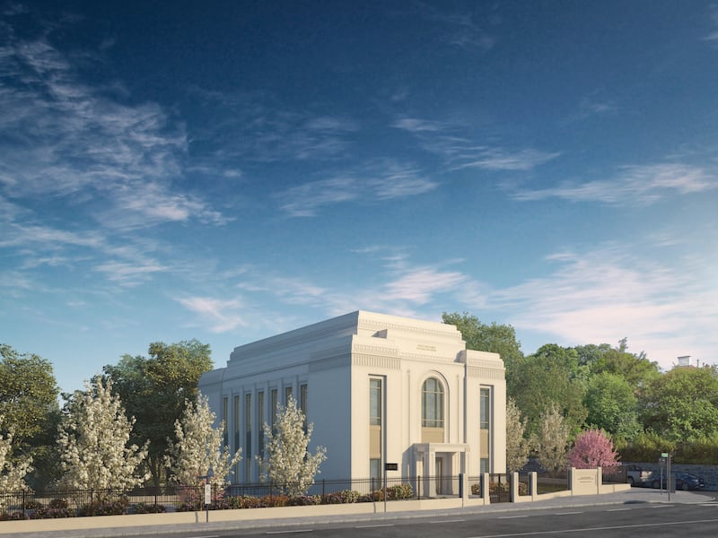 Une représentation graphique de l'extérieur du temple de Vienne (Autriche).