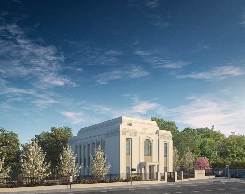 Image de synthèse extérieure du temple de Vienne, en Autriche.