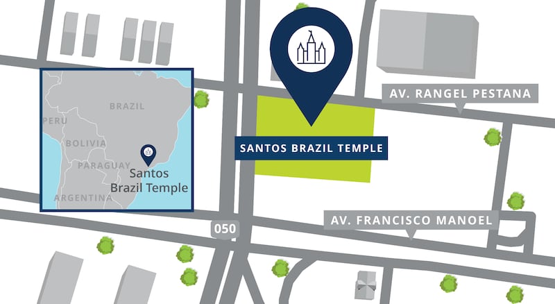 Une carte du site du temple de Santos, au Brésil.