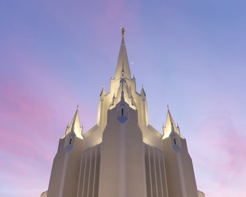 Le temple de San Diego (Californie) illuminé.