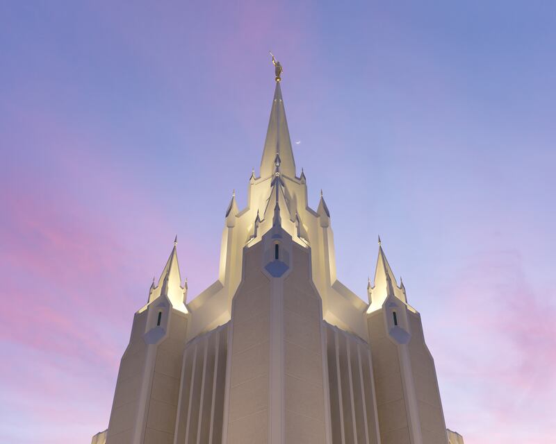 Le temple de San Diego (Californie) illuminé.