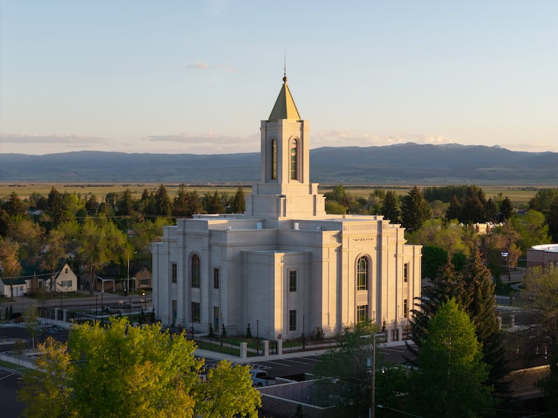 Le temple de Montpelier (Idaho) au crépuscule.