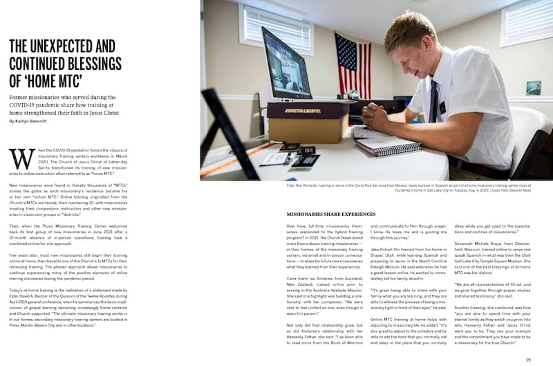 Pages 38 et 39 du magazine « L’œuvre missionnaire » du Deseret News.