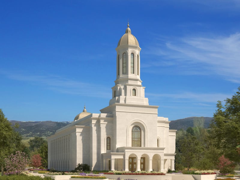 Image de synthese du temple d'Ephraim (Utah).
