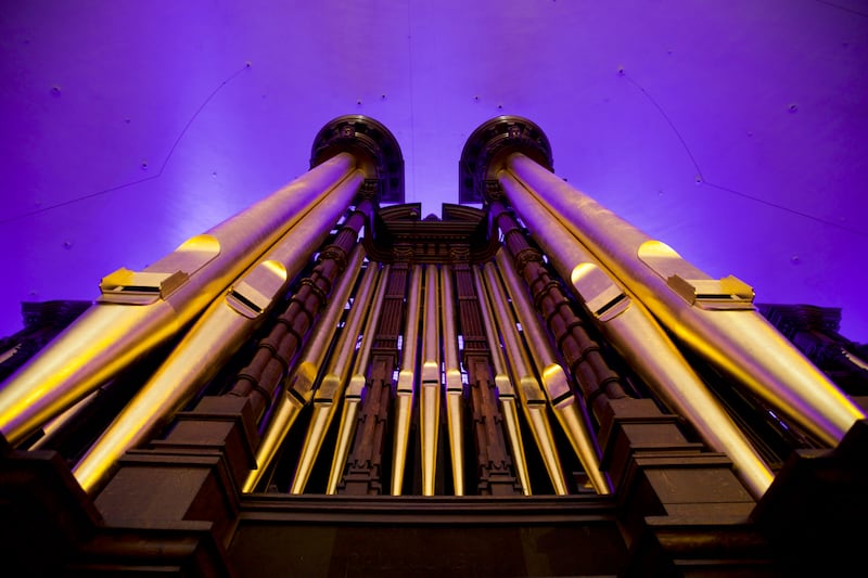 L'orgue du Tabernacle dans le Tabernacle de Salt Lake le 20 mai 2025, avant d'importants travaux de rénovation.
