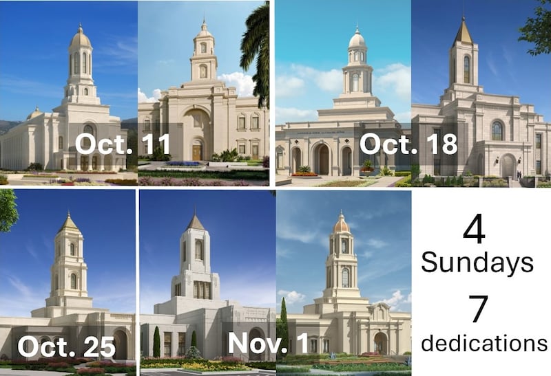 Les sept temples à dédier entre le 11 octobre 2026 et le 1er novembre 2026.