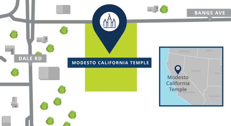 L'emplacement du site du temple de Modesto, en Californie.