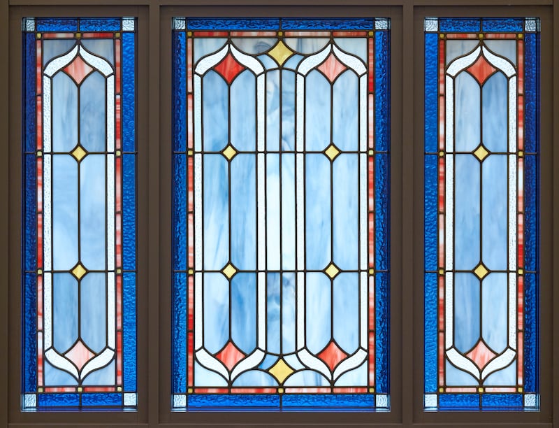 Un vitrail à l'intérieur du temple de Cleveland (Ohio).