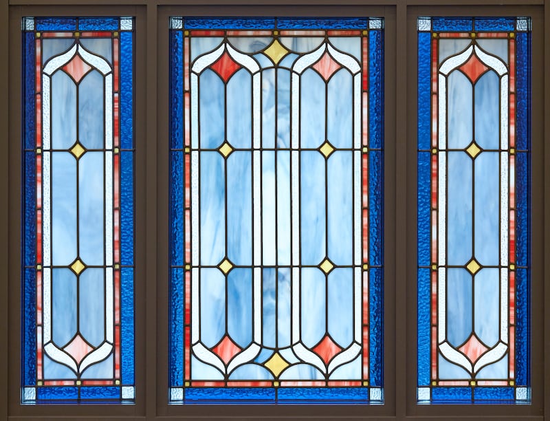 Un vitrail à l'intérieur du temple de Cleveland (Ohio).