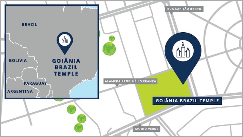 Un plan du site du temple de Goiânia (Brésil).