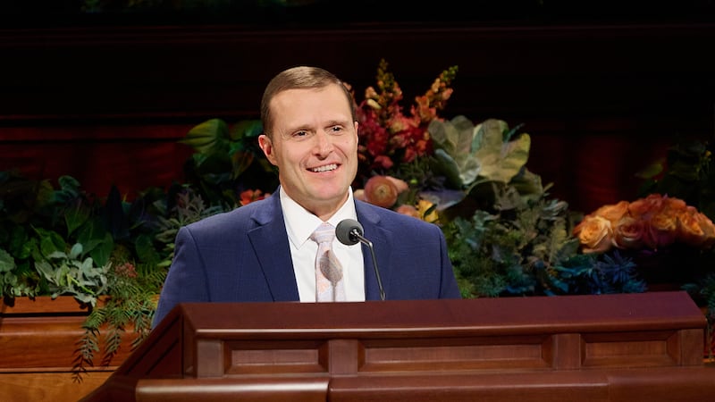 Elder Kevin J. Hathaway, a General Authority Seventy, speaks during the Saturday morning session of the 196th Semiannual General Conference of The Church of Jesus Christ of Latter-day Saints in the Conference Center in Salt Lake City on Oct. 3, 2026.
