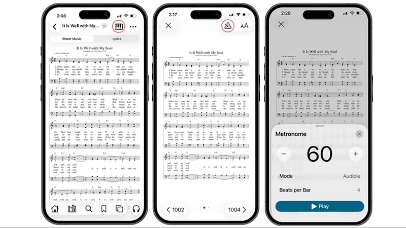Image de la mise à jour du métronome dans l'application Médiathèque de l'Évangile