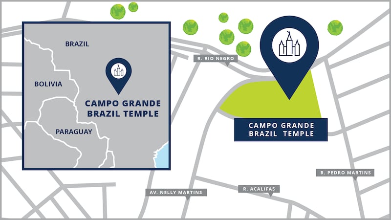 Un plan du site du temple de Campo Grande (Brésil).