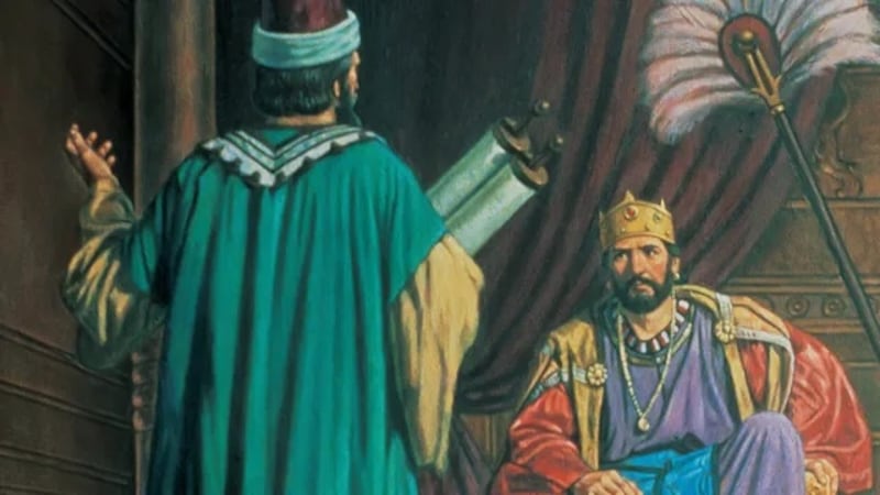 Cette illustration d’un scribe apportant un rouleau d’Écritures au roi Josias est de Robert T. Barrett.
