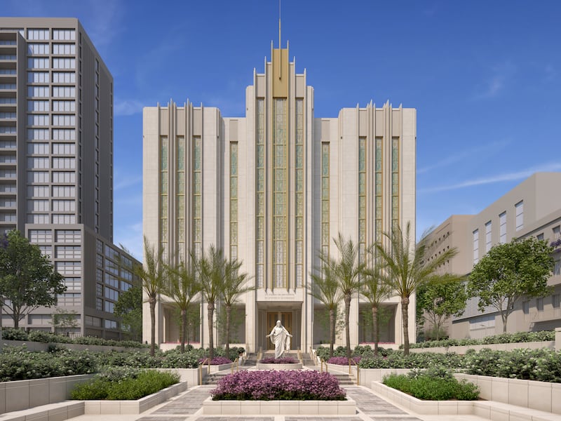 Une representation artistique mise a jour du temple de Buenos Aires City Center, en Argentine.