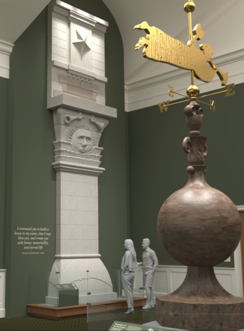 Des artefacts sont exposés à l'intérieur du nouveau centre d'accueil des visiteurs du temple de Nauvoo, dans la ville historique de Nauvoo, en Illinois.