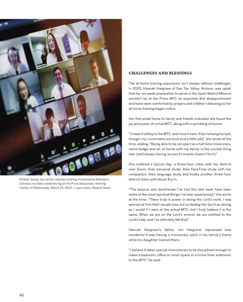 Page 40 du magazine « Missionary Work » du Deseret News.