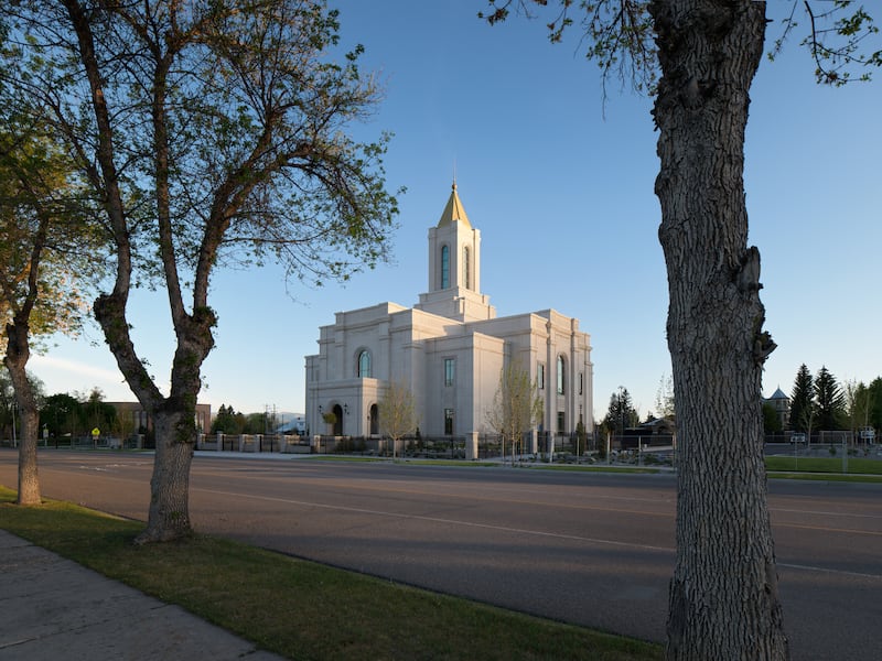 Le temple de Montpelier (Idaho) au lever du soleil.