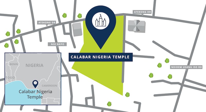 Plan du site du temple de Calabar (Nigeria).