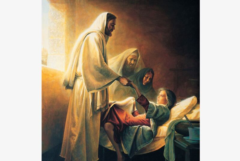 "Jésus ressuscitant la fille de Jaïrus", par l'artiste Greg Olsen.