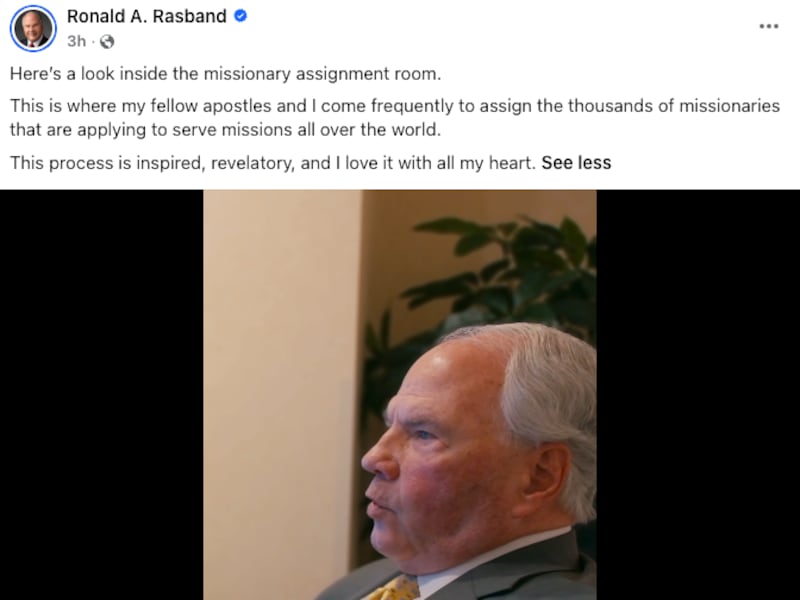 Frère Ronald A. Rasband, du Collège des douze apôtres, offre un rare aperçu de l'intérieur d'une salle d'affectation des missionnaires au siège de l'Église, dans une vidéo publiée sur les réseaux sociaux le dimanche 14 juin 2026.