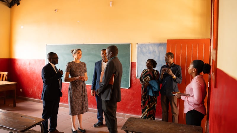Sœur Andrea Muñoz Spannaus visite l'école primaire d'Inhamizua à Beira, au Mozambique, le 3 septembre 2026.