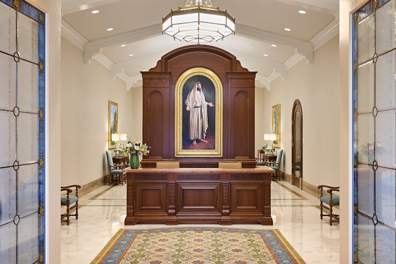 Le bureau des recommandations du temple de Yorba Linda, en Californie.
