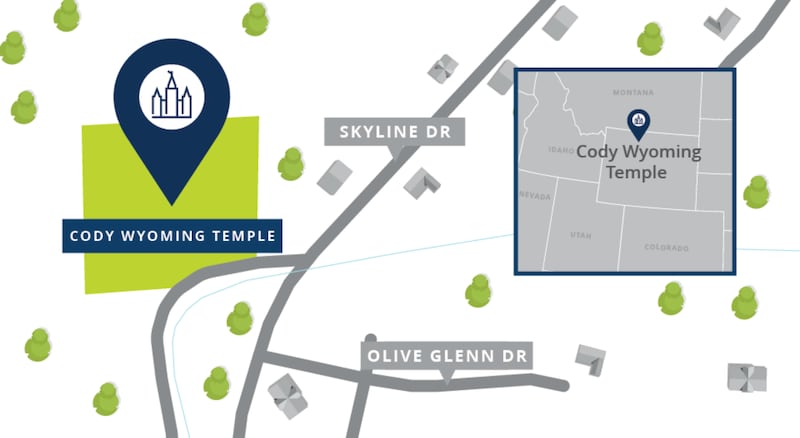 Une carte du site du temple de Cody, au Wyoming.