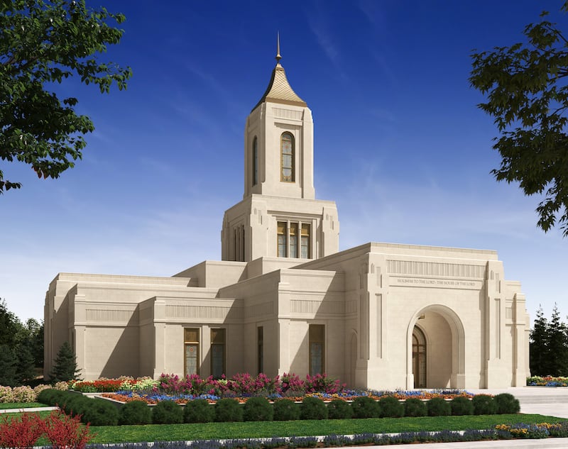 Un rendu extérieur du temple de Tulsa, Oklahoma.
