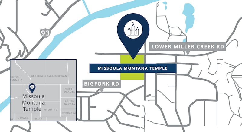 Plan de localisation du site du temple de Missoula, au Montana.