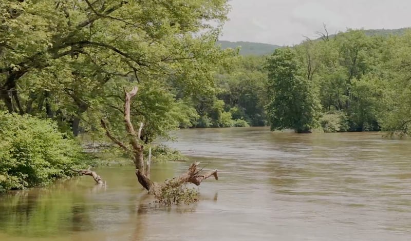 La rivière Susquehanna coule près du site de la Restauration de la prêtrise à Oakland Township, en Pennsylvanie, en mai 2025.