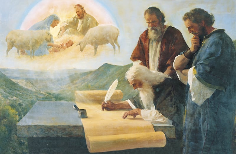 « Ésaïe écrit au sujet de la naissance du Christ (Le prophète Ésaïe prédit la naissance du Christ) » est de Harry Anderson.