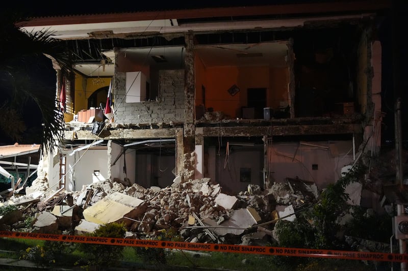 Un bâtiment partiellement effondré après un tremblement de terre à Penonomé, au Panama, le vendredi 9 octobre 2026.
