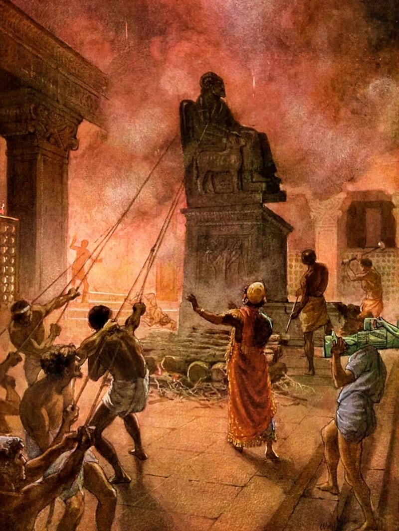 Cette illustration du peuple de Josias retirant les idoles de la ville est de William Hole.