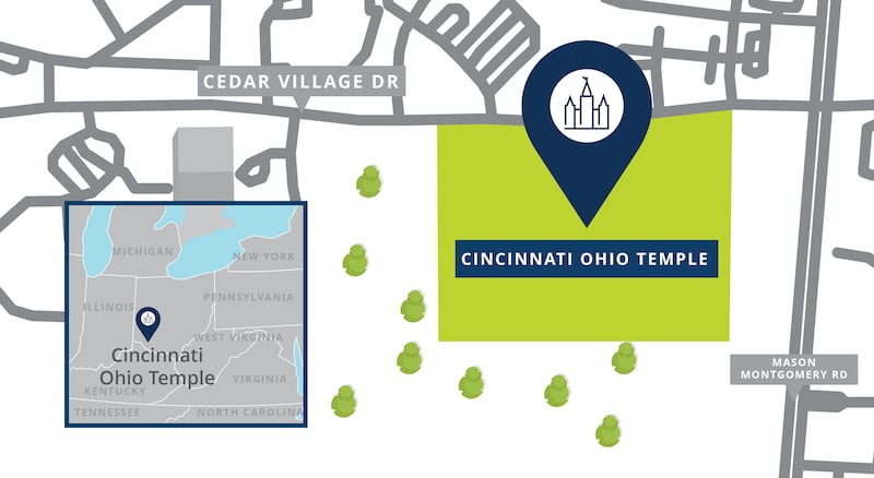 Plan d'emplacement du site du temple de Cincinnati (Ohio).