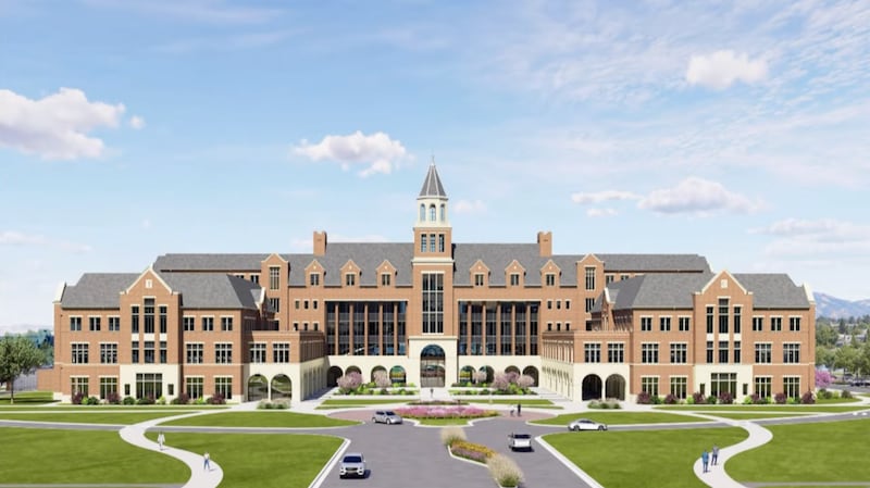 Une représentation architecturale de la nouvelle faculté de médecine de l'université Brigham Young.