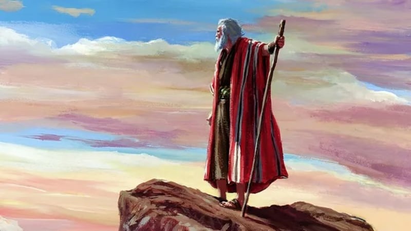 "Moise sur le mont Nebo" est une oeuvre de John Steel.